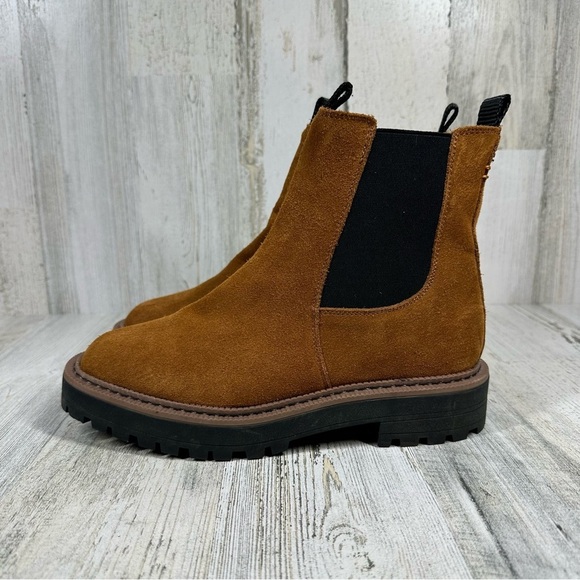 NEW Sam Edelman Laguna Tawny Brown Leather Pull On Booties #1290 - Picture 1 of 15
